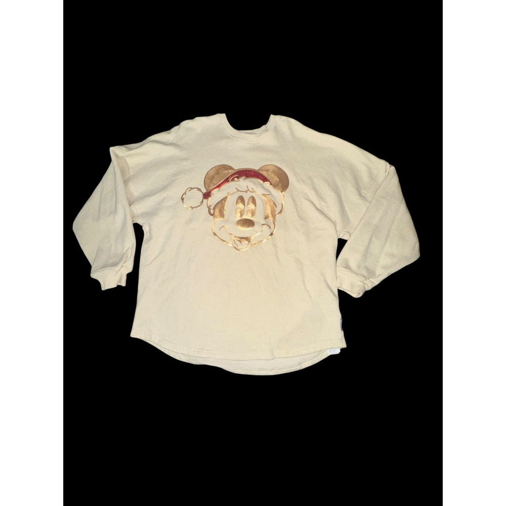 Spirit‎ Jersey Adults DISNEY HOLIDAY SEQUINED SANTA MICKEY MERRY CHRISTMAS Large